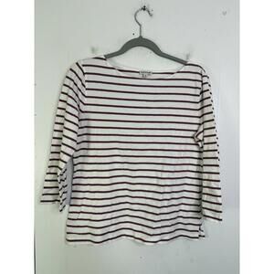 Kettlewell Top Womens Large Striped Tunic Split Hem Purple Burgundy Long Sleeve